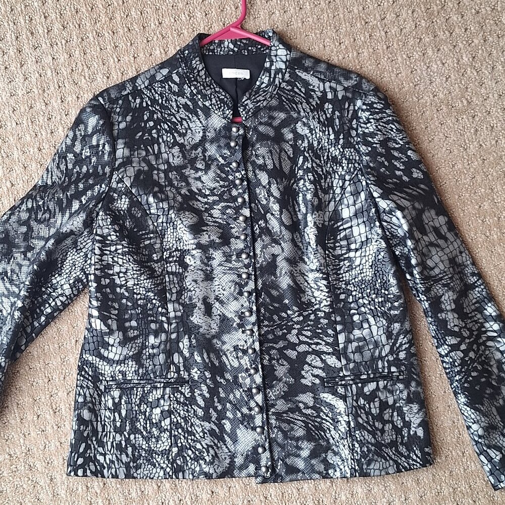 Chico's Silver Metallic Snake Print